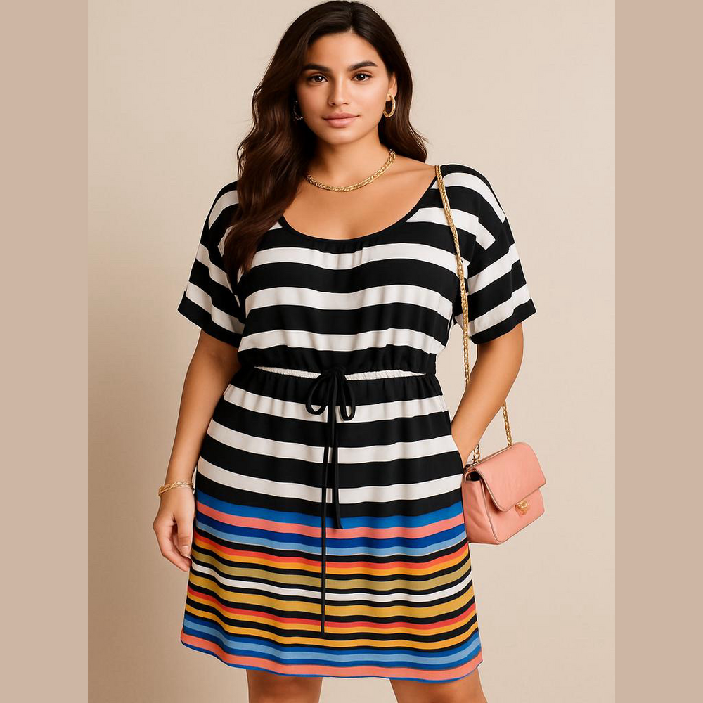 EMMA & Michele Striped multi coloured shift dress size XL
